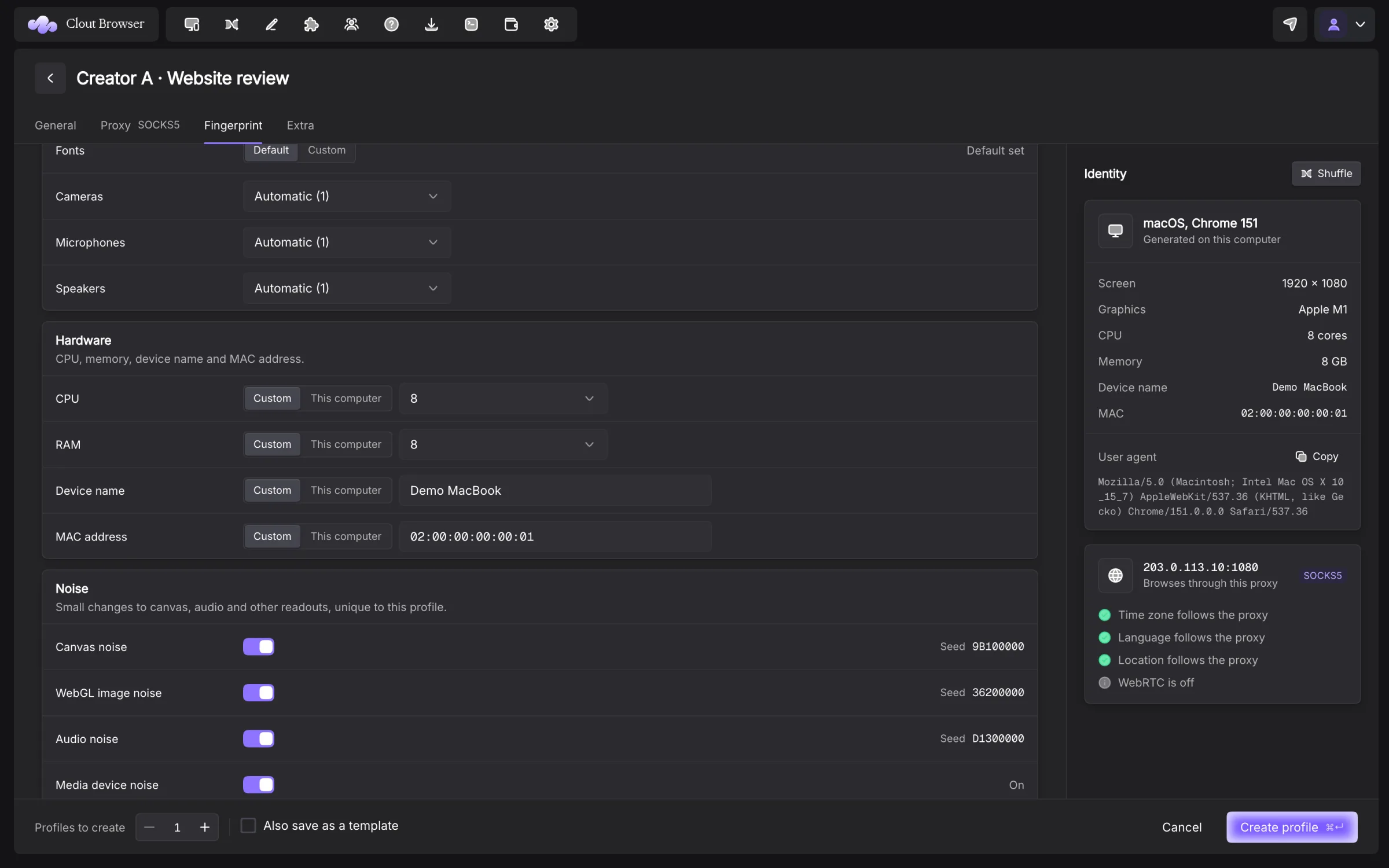 Hardware and noise controls
