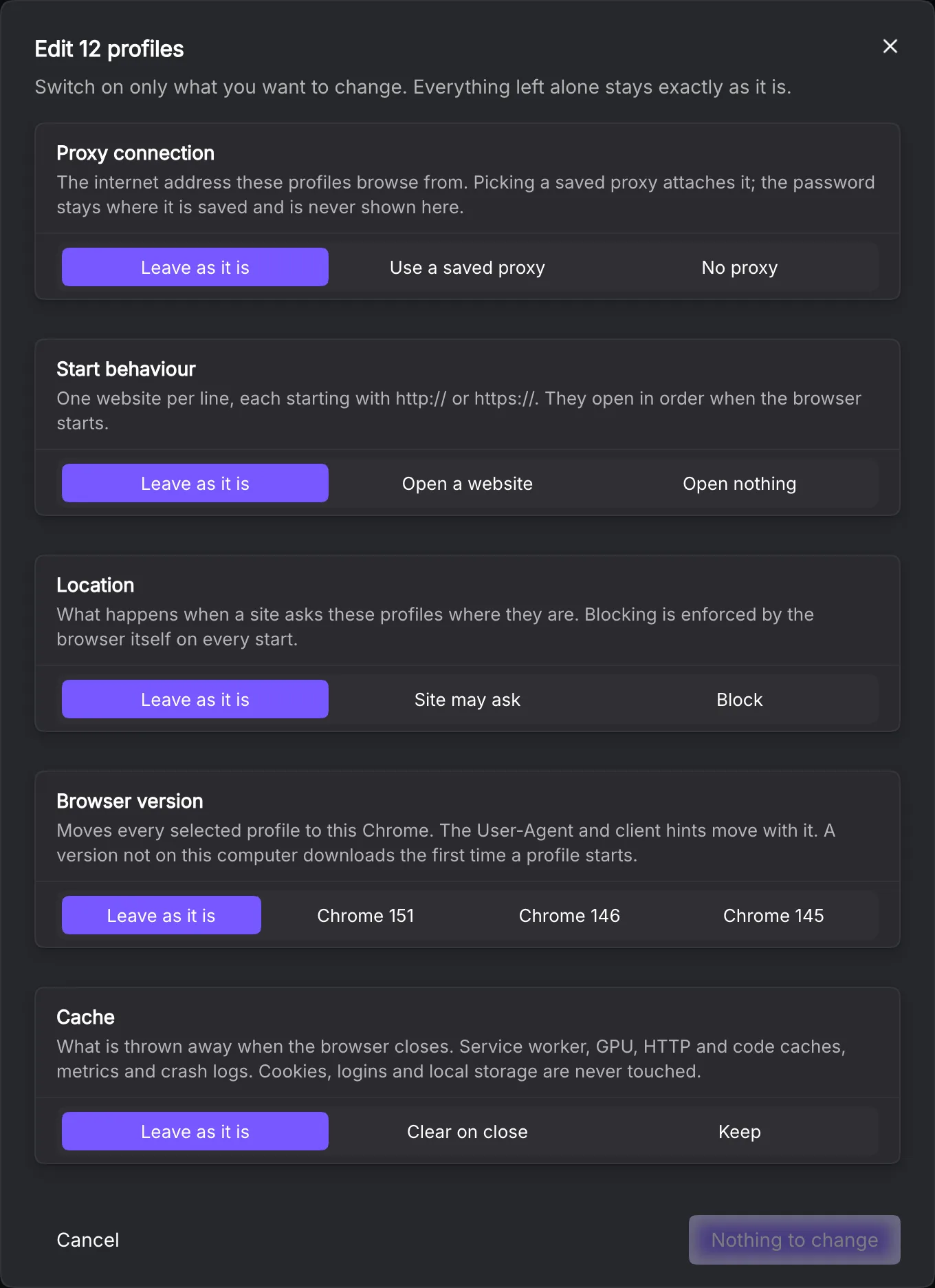 Complete batch editor with shared-setting choices